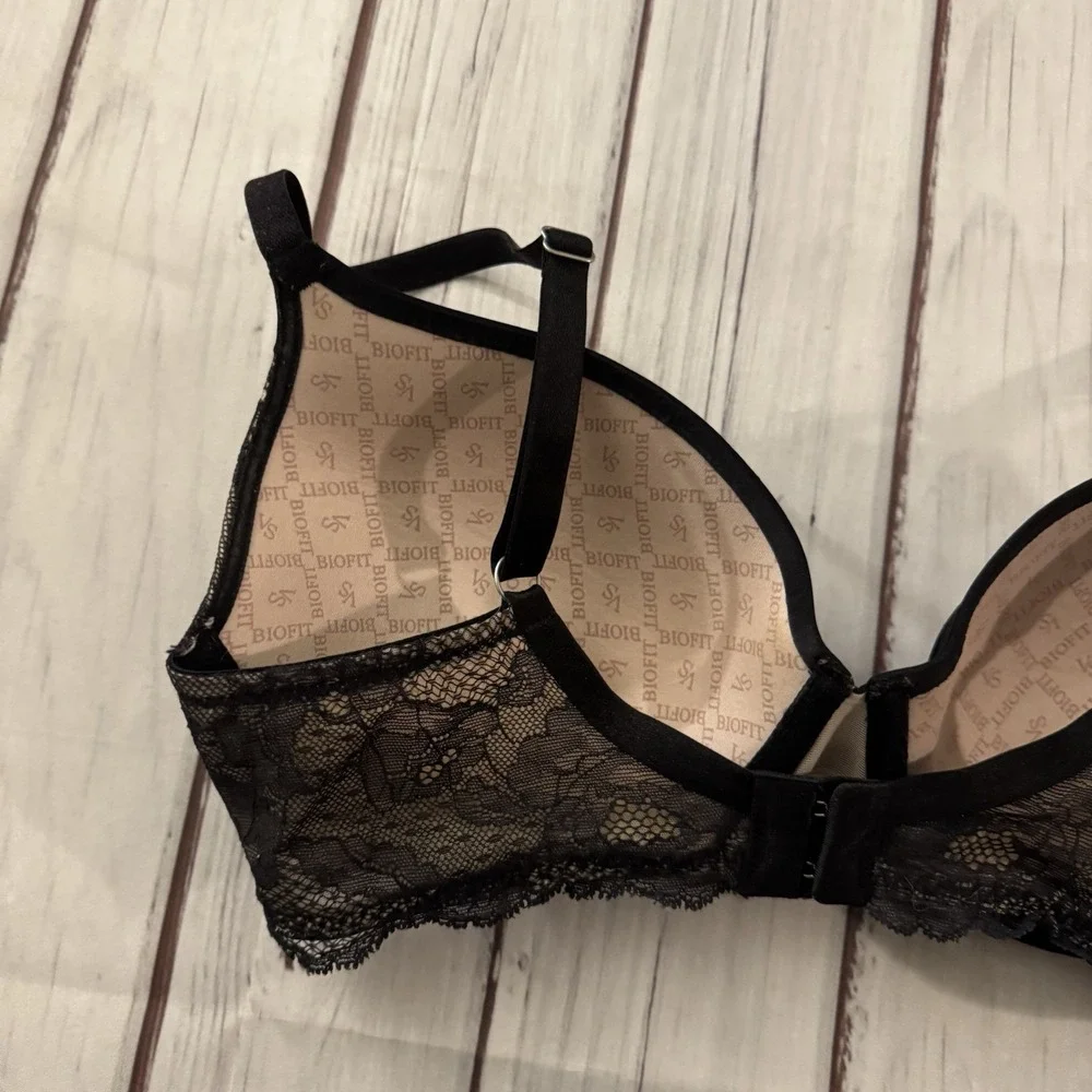 Victoria's Secret Biofit Demi Uplift‎ Bra 32DD Black Embellished Women's Sexy